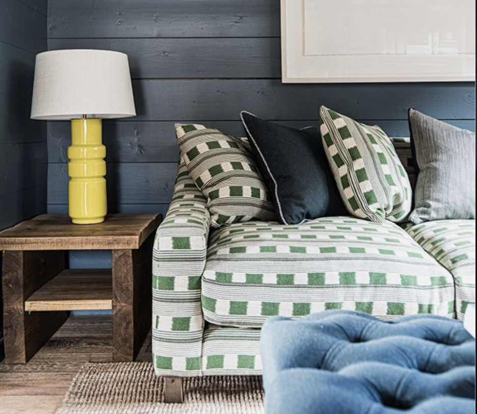 Beautiful patterned sofa introducing color and pattern in a sitting room